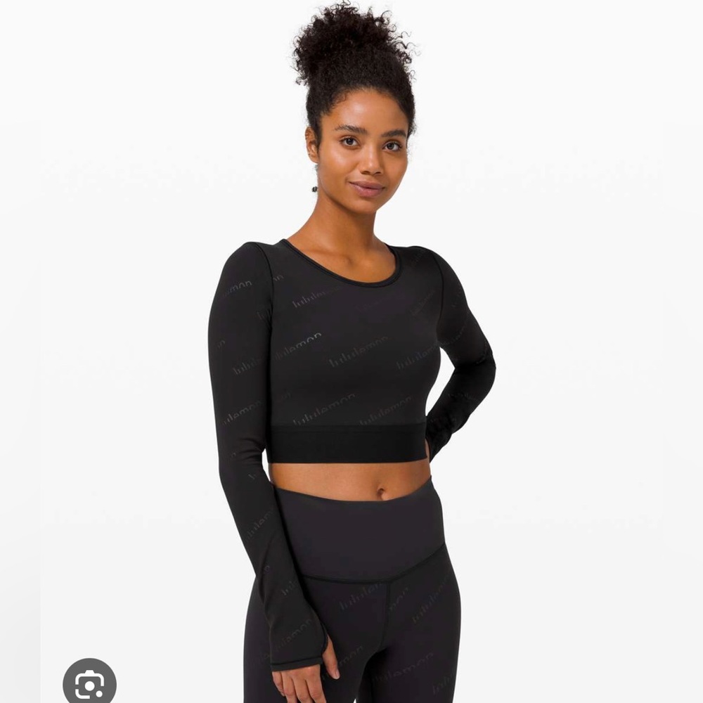 Lululemon Women Wunder Train Cropped Long Sleeve Black Size 4